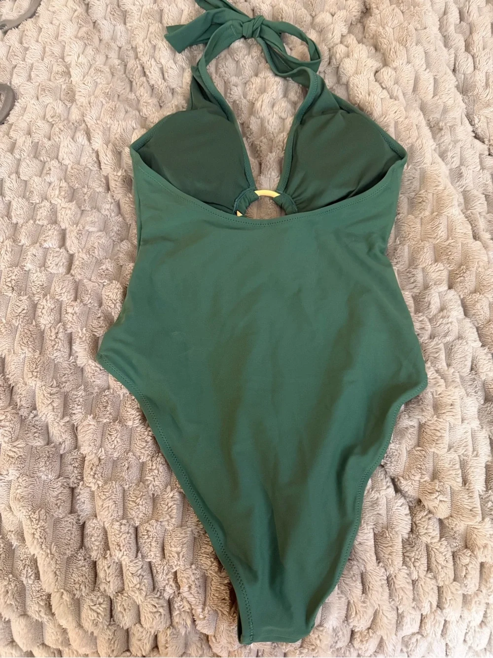 Cupshe Olive Green Halter One-Piece Swimsuit with Center Ring